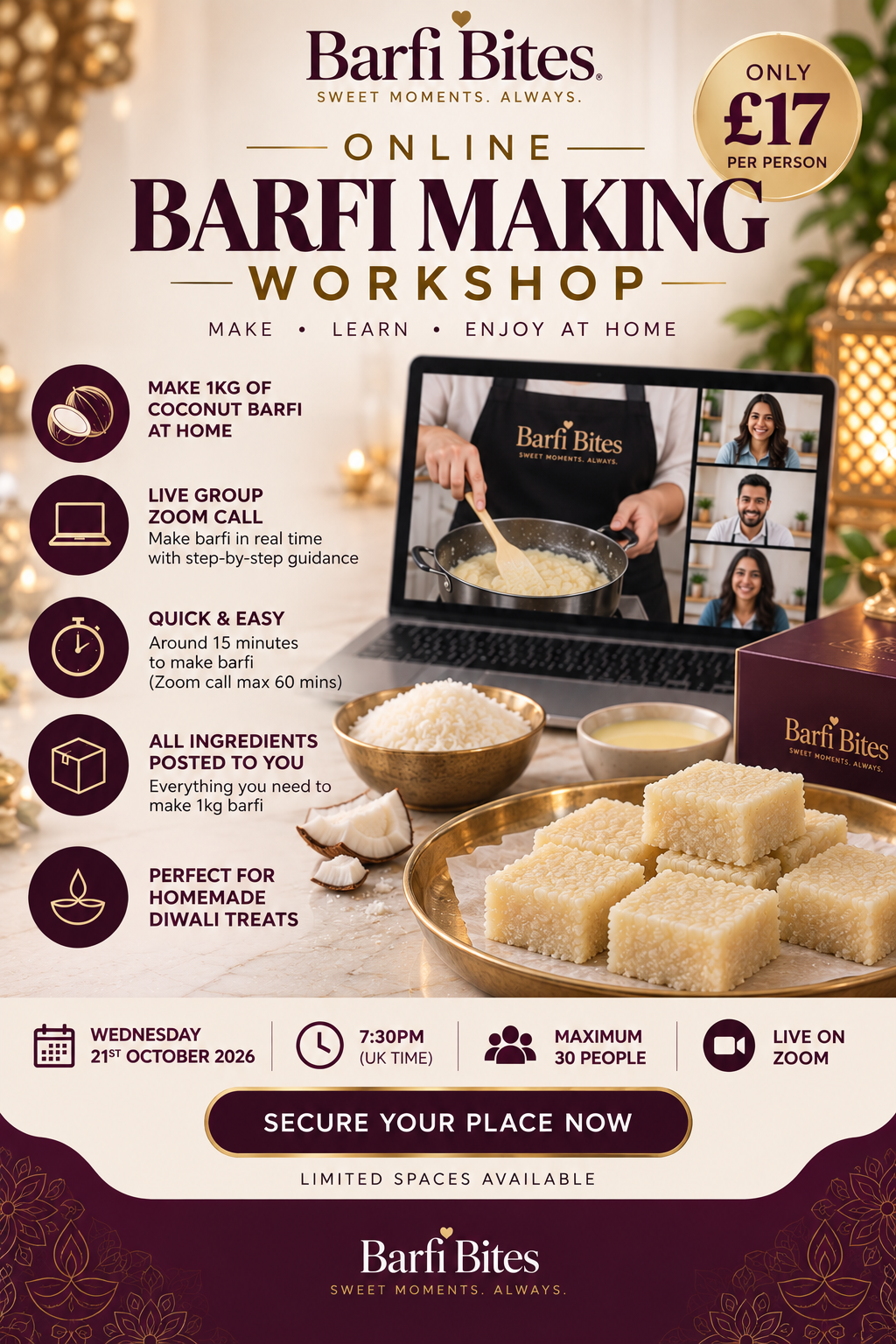 Make Your Own Barfi Workshop - Wednesday 21st October.